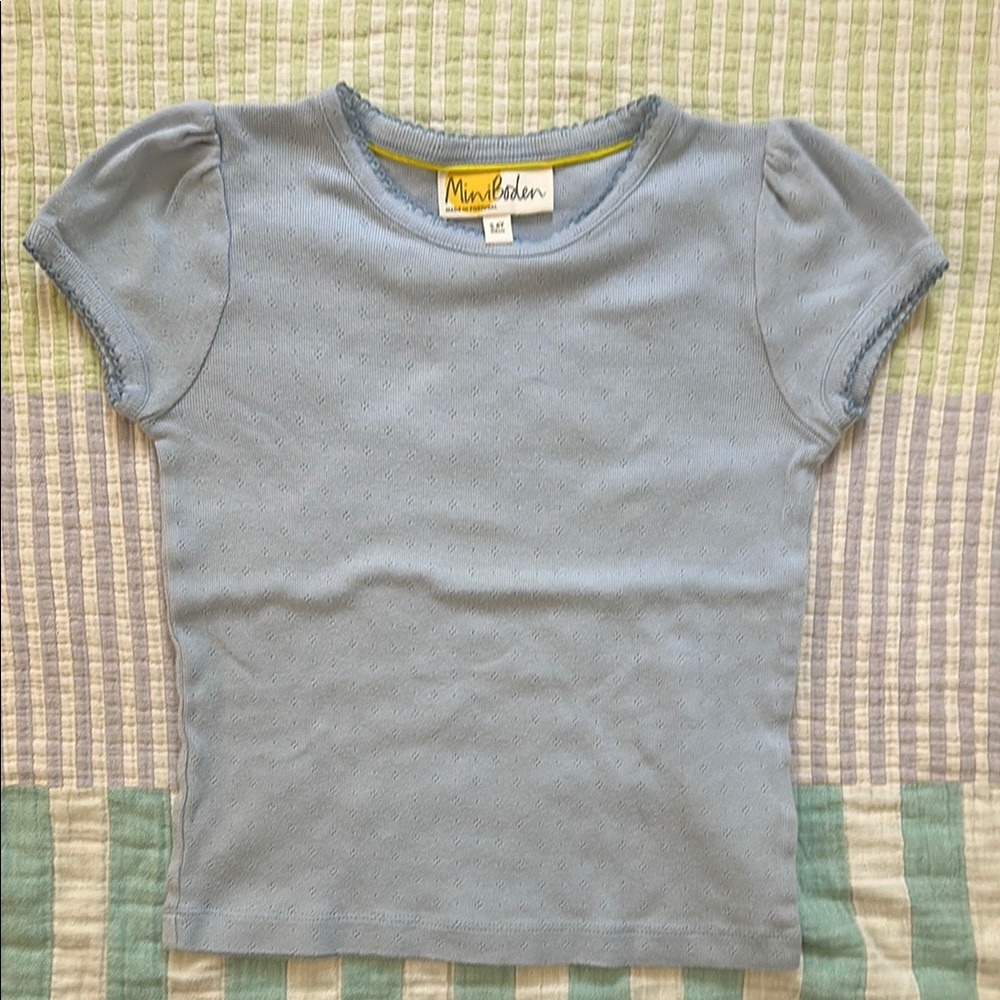 Mini Boden Blue Pointelle Tee